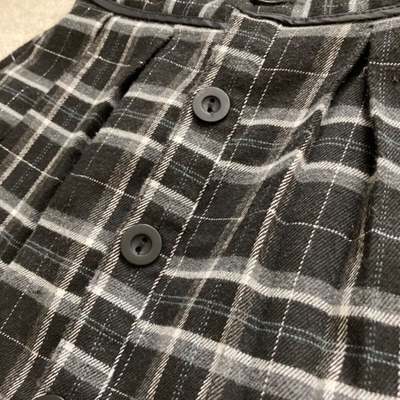 Vintage Honigman Schoolgirl Pleated Black Grey Plaid Button Front Miniskirt XS 0 - Picture 6 of 6